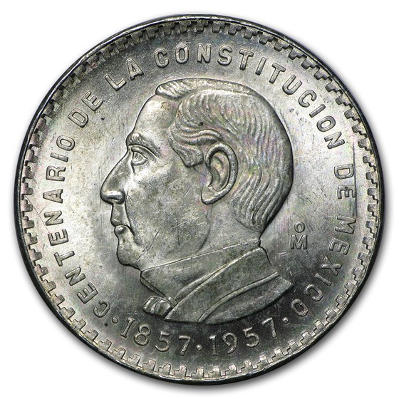 1957 Mexico Silver 5 Pesos Constitution XF-AU (ASW .4179 oz) 1957 Mexico Silver 5 Pesos Constitution XF-AU (ASW .4179 oz)